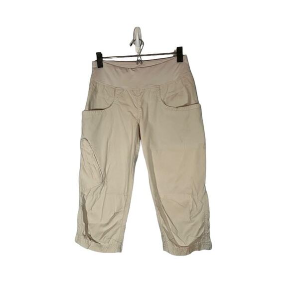 Prana Cream Maternity Cotton Blend Cropped Capri Pants Women Sz S - Picture 1 of 11